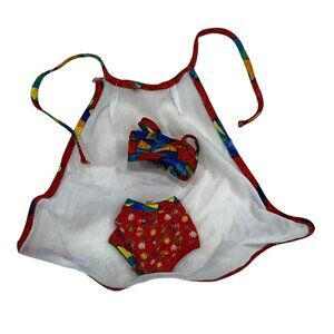 Vintage Barbie Red Floral Swimsuit & Cover-Up Set